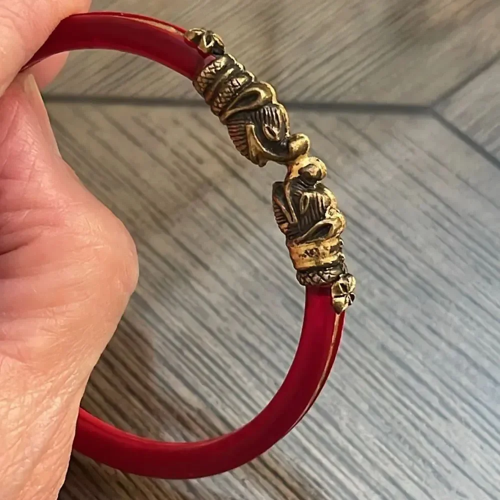 Gajmukhi Elephant Face Design Bangle Bracelet Lucite/Acrylic Tortoise Shell